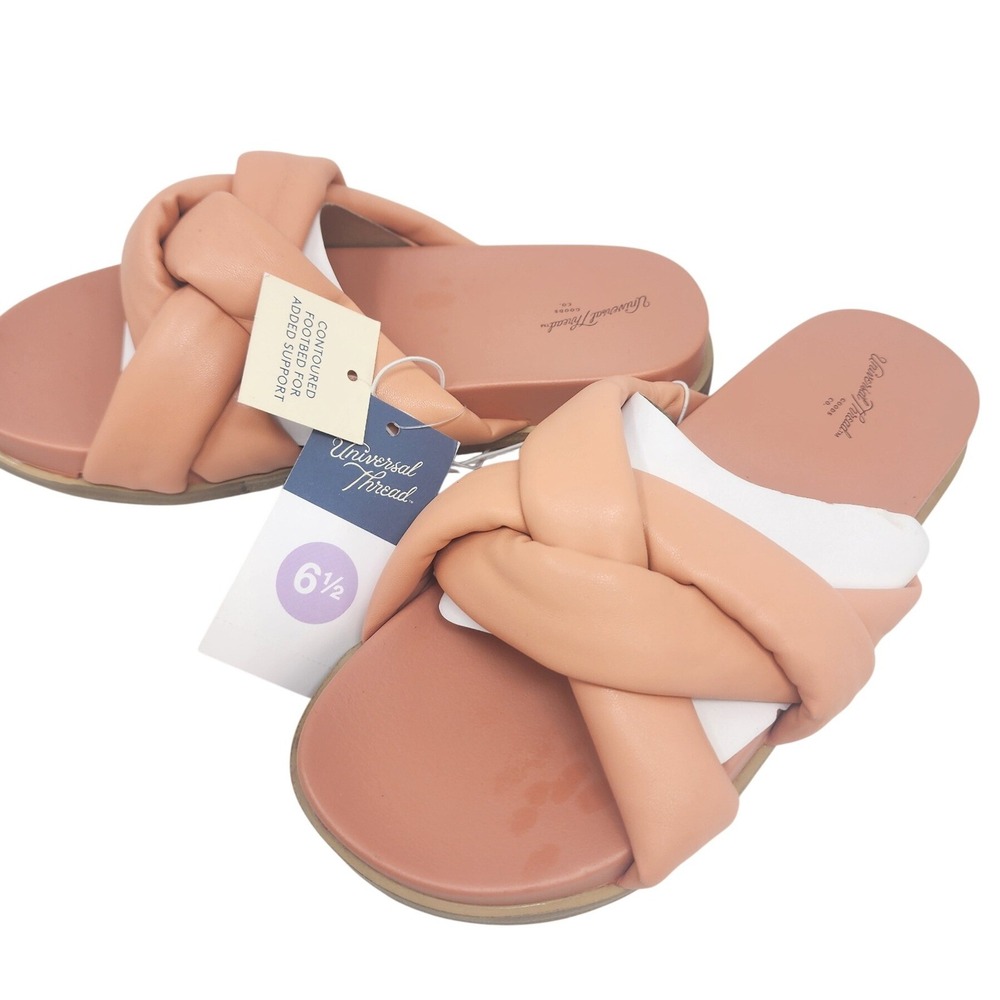 Universal Thread Womens Twisted Knot‎ Slide Sandals Peach Pink Size 6.5 NEW